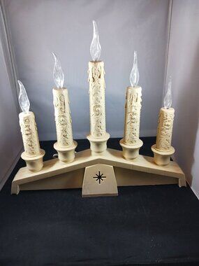 Vintage Empire 5 Candelabra Flat Flames Christmas Light Decor